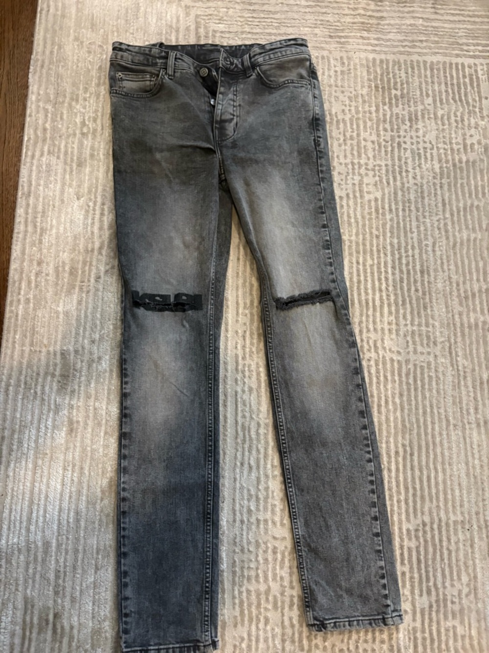 Ksubi Black Washed Skinny Jeans with Blue Logo Accent